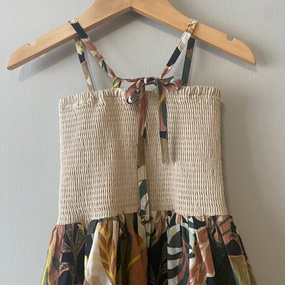 Handmade Children's Cream Multicolour Pattern Tie Spaghetti Strap Dress - Picture 7 of 13